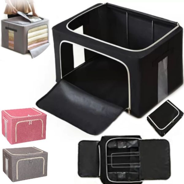 Складной органайзер чехол Non-Woven Box AND242 для хранения одежды и постельного белья 50x40x31 см Большой кофр коробка бокс для вещей с ручками