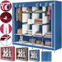 Folding fabric wardrobe Storage Wardrobe 88170 for 4 sections, 170x45x175, Frame organizer wardrobe for shoes and things on 12 shelves