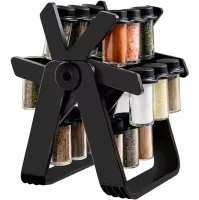 Rotating organizer carousel Rotating Spice Rack YZDJQX 18 containers for storing spices and seasonings on a stand, a set of jars mill with rotation