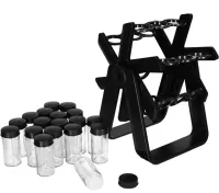Rotating organizer carousel Rotating Spice Rack YZDJQX 18 containers for storing spices and seasonings on a stand, a set of jars mill with rotation