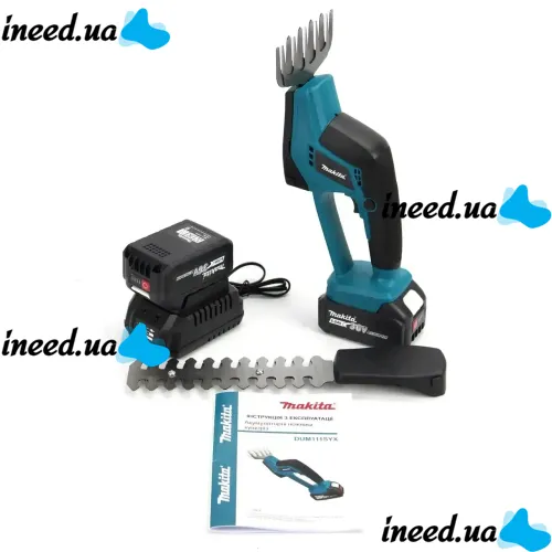 Акумуляторні ножиці кущоріз Makita DUM111SYX 36V 6Ah 2 акумулятори для стрижки кущів і трави, Бездротові електроножиці Макіта з насадками