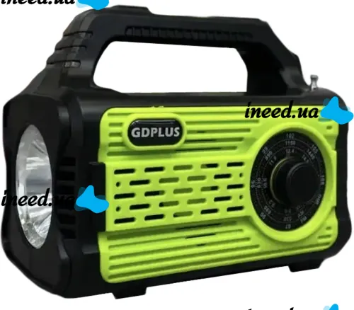 Автономна сонячна станція GDPlus GD-8076 ліхтар колонка з функцією Power Bank, Bluetooth, FM радіо, MP3 і 4 LED лампочки з сонячною панеллю