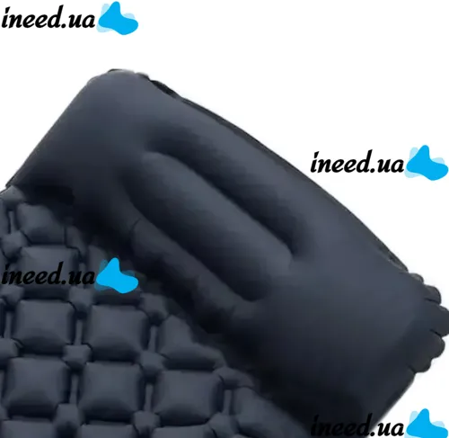 Надувной туристический матрас с подушкой Outdoor Sleeping GS-710 со встроенным насосом, Каремат 190x60x5см с подголовником для кемпинга SD-01 Черный
