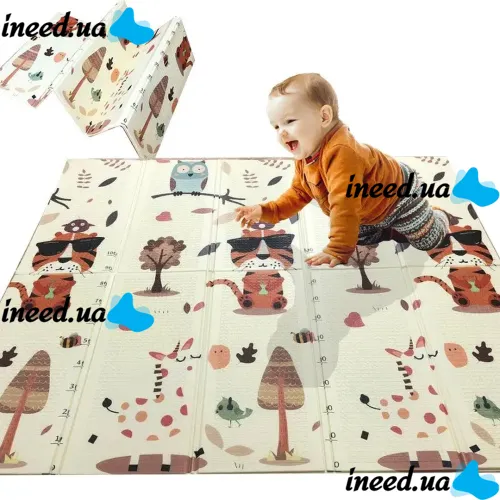 Children's double-sided educational Folding Thermo Mat Zoo Height Meter 180x200x1 cm, Thermal mat, Play mat with height measurement for children