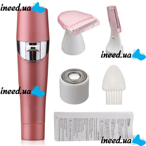 Жіночий бездротовий тример епілятор для тіла та обличчя Refreshing Skin Hair Cleansing QL-607 3 в 1, епілятор бритва для ніг і брів на батарейках
