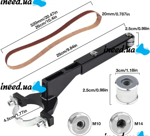 Belt sander adapter RUOKTOOL FT-140 M10 M14 on a Bulgarian Bulgarian milling machine 100mm/115mm/125mm, Grinder for polishing wood metal with 2 belts