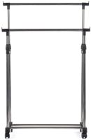 Telescopic Rack-hanger for Storing Clothes and Shoes Double Pole Clothes Horse Outdoor Mobile Rack, double Hanger on wheels