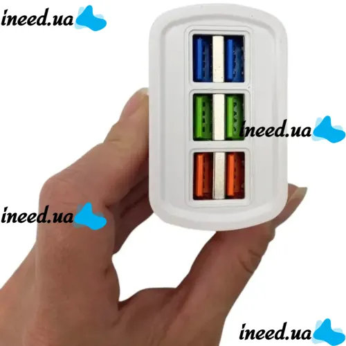Мережевий зарядний пристрій Travel Charger Adapter 5g на 6 USB портів 3.1 а, зарядний адаптер блок живлення з функцією швидкої зарядки телефону Білий