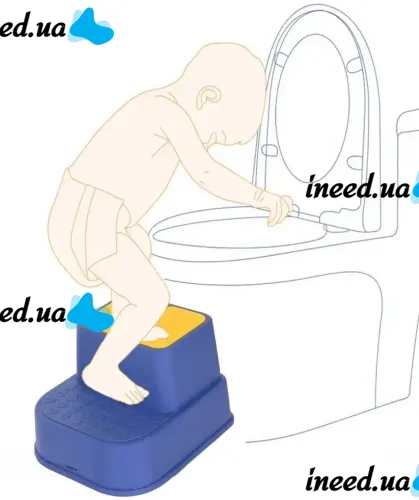 Children's Two-stage Pituso Footrest for Bathroom , Stool for 2 Steps to the Toilet with Anti-slip Coating for Children Blue