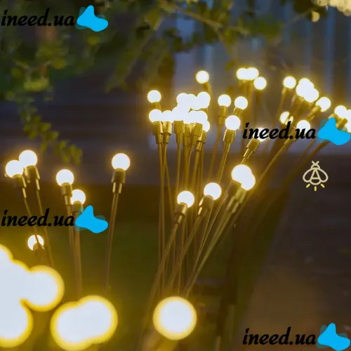 Вуличний садовий світильник Solar Sunari Lamp FLS-89 Світлячок 10 LED на сонячній батареї теплий білий, Ландшафтний ліхтар 72 см для саду
