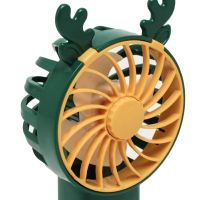 Настільний акумуляторний вентилятор з ріжками Mini Fan KL-FN20 з підсвічуванням і підставкою під телефон, Ручний міні вентилятор від акумулятора