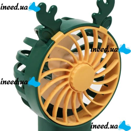 Настільний акумуляторний вентилятор з ріжками Mini Fan KL-FN20 з підсвічуванням і підставкою під телефон, Ручний міні вентилятор від акумулятора