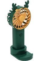 Настільний акумуляторний вентилятор з ріжками Mini Fan KL-FN20 з підсвічуванням і підставкою під телефон, Ручний міні вентилятор від акумулятора