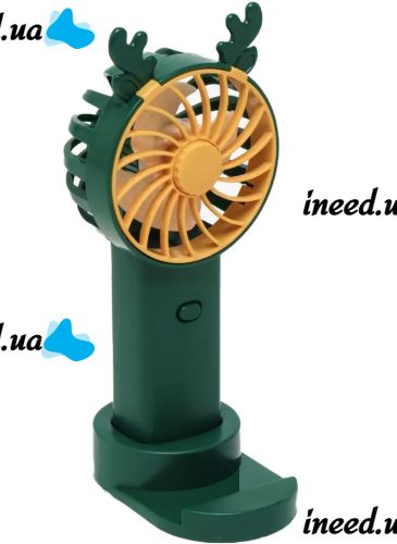 Настільний акумуляторний вентилятор з ріжками Mini Fan KL-FN20 з підсвічуванням і підставкою під телефон, Ручний міні вентилятор від акумулятора