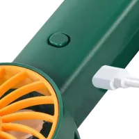 Настільний акумуляторний вентилятор з ріжками Mini Fan KL-FN20 з підсвічуванням і підставкою під телефон, Ручний міні вентилятор від акумулятора