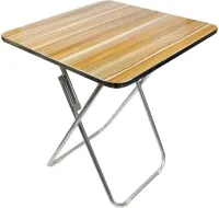 Tourist Folding Square Table Square Folding Table 60x60x70 cm for Picnic, Folding Aluminum MDF Table for Camping Brown