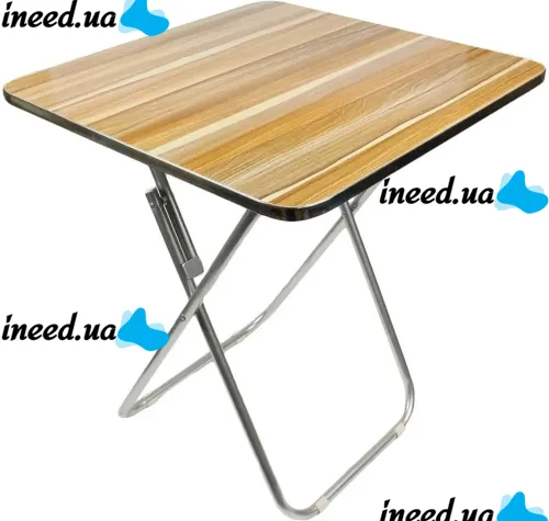 Tourist Folding Square Table Square Folding Table 60x60x70 cm for Picnic, Folding Aluminum MDF Table for Camping Brown
