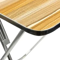 Tourist Folding Square Table Square Folding Table 60x60x70 cm for Picnic, Folding Aluminum MDF Table for Camping Brown
