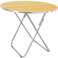 Tourist Folding Round Table Round Folding Table 60x70 cm for Picnic, Folding Aluminum MDF Table for Camping and Garden Brown