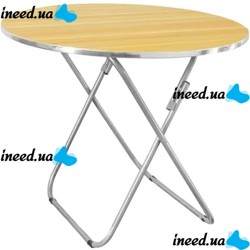 Tourist Folding Round Table Round Folding Table 60x70 cm for Picnic, Folding Aluminum MDF Table for Camping and Garden Brown
