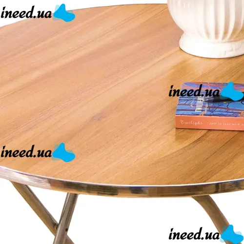 Tourist Folding Round Table Round Folding Table 60x70 cm for Picnic, Folding Aluminum MDF Table for Camping and Garden Brown