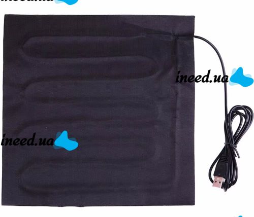 Square Mat Bedding Folem KM-56711 Heated for Chairs, Legs and Animals Heating Pad 45x45 cm 3 Modes of Operation from USB Power Bank in Bed Black