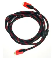 Reinforced Hdmi to Hdmi Cable 3m 1080p in a Winding HDMI-HDMI Extension Cable 3m 3m, 3m for Monitor and TV in a braid Black and Red