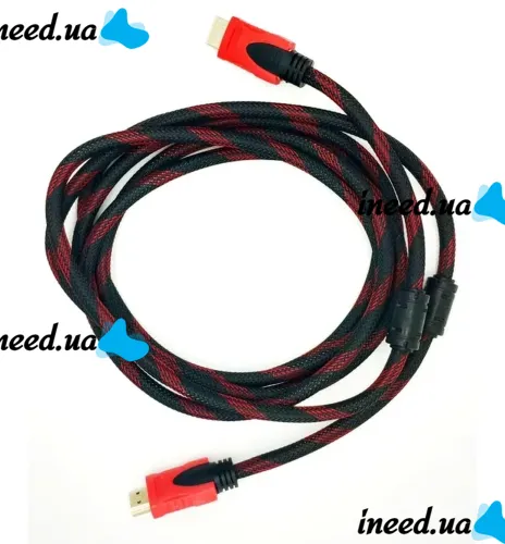 Reinforced Hdmi to Hdmi Cable 3m 1080p in a Winding HDMI-HDMI Extension Cable 3m 3m, 3m for Monitor and TV in a braid Black and Red