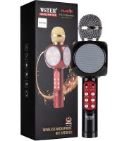 Беспроводной караоке микрофон WSTER WS-1816 Bluetooth USB AUX FM со встроенной колонкой и 4 тембрами голоса на аккумуляторе с динамиком WS1816 Черный