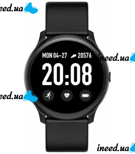 Wrist Smart Watch KW19 Black 44mm with Pressure Measurement and Fitness Tracker Smart Bluetooth Watch with Heart Rate Monitor IP67 Black