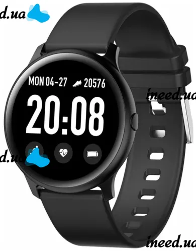 Wrist Smart Watch KW19 Black 44mm with Pressure Measurement and Fitness Tracker Smart Bluetooth Watch with Heart Rate Monitor IP67 Black