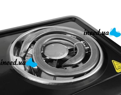 Настільна спіральна електрична плита на одну конфорку Domotec MS-5531 1000w одноконфорочная електроплита з широкою спіраллю і термостатом Чорна
