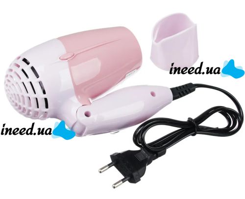Складаний дорожній фен PRO BaByliss Coco 1000w для укладання і сушіння волосся зі збірною ручкою, насадкою концентратором і терморегулятором Рожевий