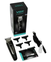 Wireless Men's VGR V-059 Hair Clipper with LED Display, Rechargeable Trimmer Razor for Edging Beard and Mustache with 6 Nozzles 5W