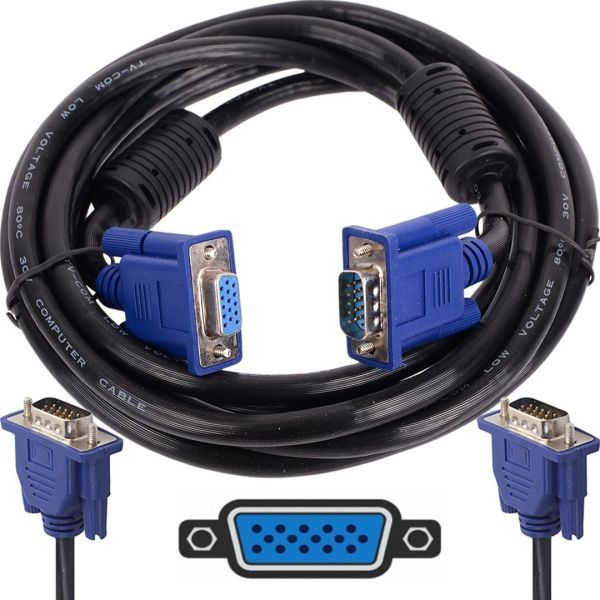 Кабель, переходник GBX с VGA на VGA длинной 5м с двумя фильтрами Интерфейсный кабель для монитора 5 метров с фильтром, Шнур для телевизора, проектора