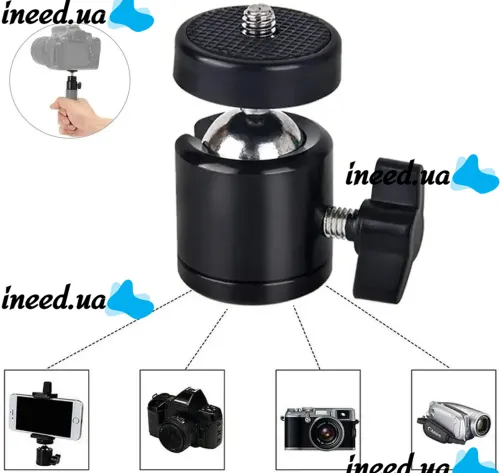 Шарнирная поворотная головка для штатива Accessories Поворотный шаровой адаптер для монопода, Крепление шарнирное для кольцевых ламп и штативов