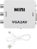 Конвертер перехідник VGA на AV RCA тюльпан, Універсальний Активний адаптер зі звуком і зовнішнім живленням VGA-AV аудіо 3.5 mm Converter Mini 1080P