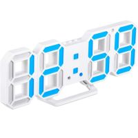 Електронні настільні 3D годинник з синьою LED підсвічуванням Generic LY-1089, світлодіодні цифрові настінні годинники з будильником і датою білі