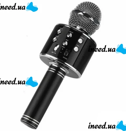 Беспроводной караоке микрофон WSTER WS-858 Bluetooth USB AUX FM со встроенным динамиком 5W, блютуз микрофон с регулятором громкости Q858 для пения