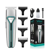 Беспроводная аккумуляторная USB машинка VGR V-008 для стрижки усов и бороды, Портативный аккумуляторный триммер бритва для мужчин Серебристый
