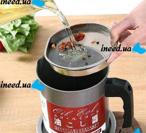 Багатофункціональний герметичний контейнер для зберігання масла Oil Cooker 1,4 л контейнер-Масляна для збору і фільтрації масла і жиру з сіточкою