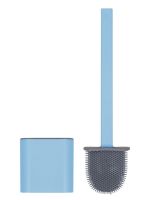 Toilet brush with a flexible silicone flat brush for cleaning the toilet bowl NJ-497 Blue with wall mounting, hinged brush 10 x 4.5 x 36 cm