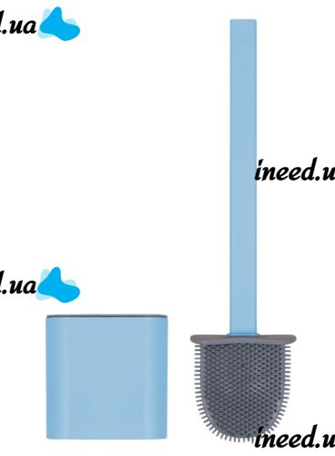 Toilet brush with a flexible silicone flat brush for cleaning the toilet bowl NJ-497 Blue with wall mounting, hinged brush 10 x 4.5 x 36 cm