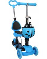 Tricycle Children's Running Scooter Scooter FYS-2864 Blue 5 in 1 with Folding Seat, Parent Handle and Luminous Wheels for Children Blue