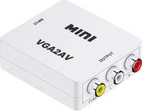 Конвертер перехідник VGA на AV RCA тюльпан, Універсальний Активний адаптер зі звуком і зовнішнім живленням VGA-AV аудіо 3.5 mm Converter Mini 1080P