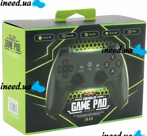 Беспроводной джойстик геймпад Game Pad CM-019 для PC Android с адаптерами, Игровой контроллер 2,4G для компьютера и телефона от батареек Черный