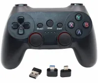 Беспроводной джойстик геймпад Game Pad CM-019 для PC Android с адаптерами, Игровой контроллер 2,4G для компьютера и телефона от батареек Черный