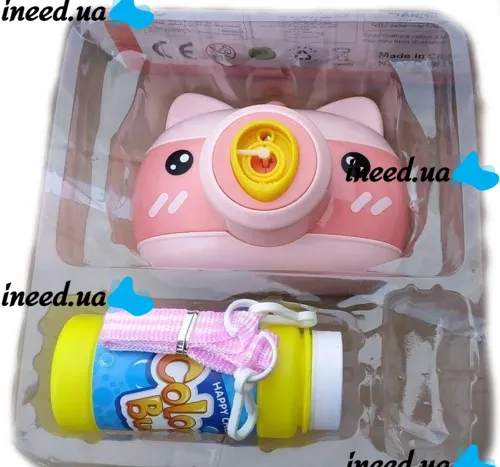 Children's soap Bubble Generator Pig Bubble Camera HJ-458 in the form of a camera, a toy camera for blowing soap bubbles on batteries