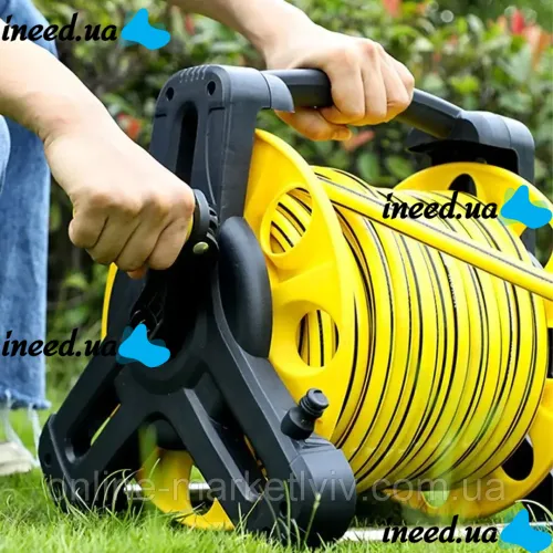 Садовий поливальний шланг з котушкою і розпилювачем ARK Water Hose Reel AND923 10 м для поливу, Котушка барабан для водяного шланга 3/8 " з ручкою