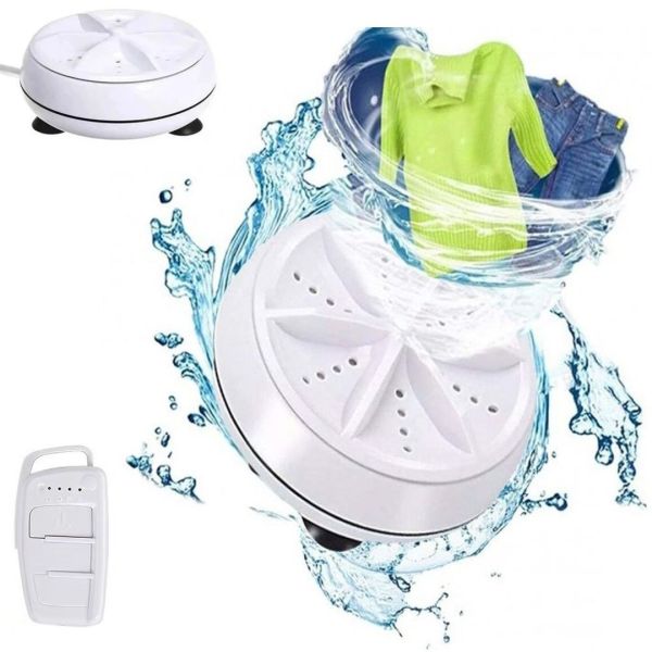 Портативная ультразвуковая мини стиральная машина Ultrasonic Turbine Wash 523-1 с кабелем USB, Машинка для стирки от повербанка Белая